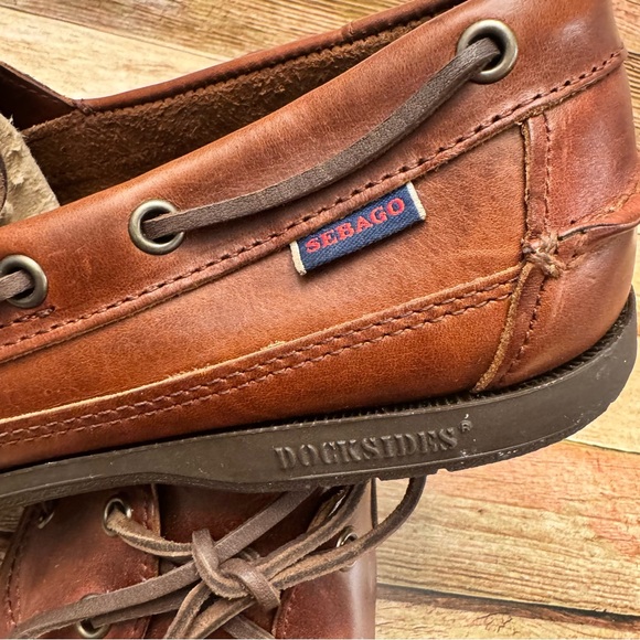 Sebago Rich Brown Leather Boat Shoes - Picture 7 of 10